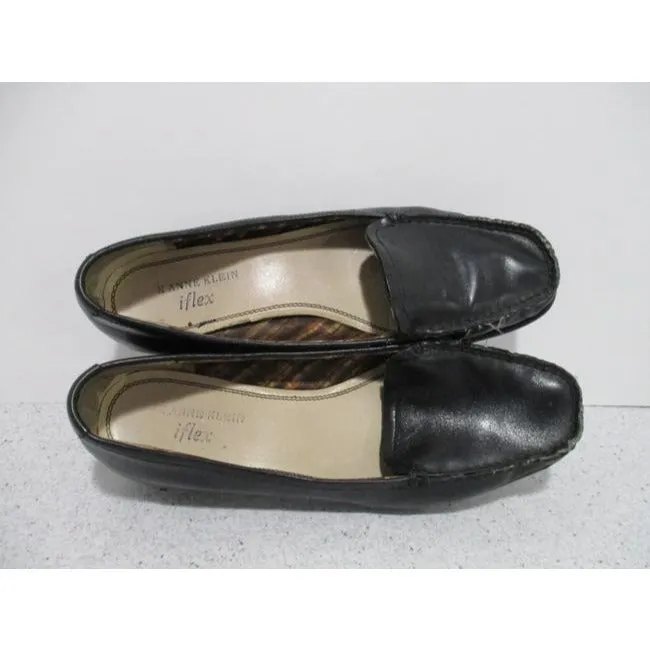 Ak Anne Klein Black Iflex Square Toe Loafer Slip On Flats Size Us