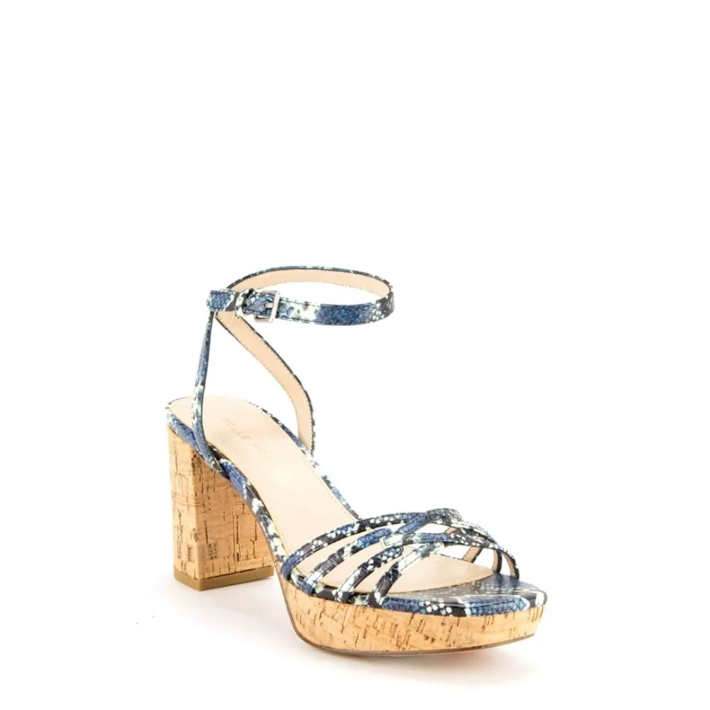 Amy2 Indigo Snake Print Leather Pelle Moda Sandals