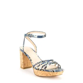 Amy2 Indigo Snake Print Leather Pelle Moda Sandals