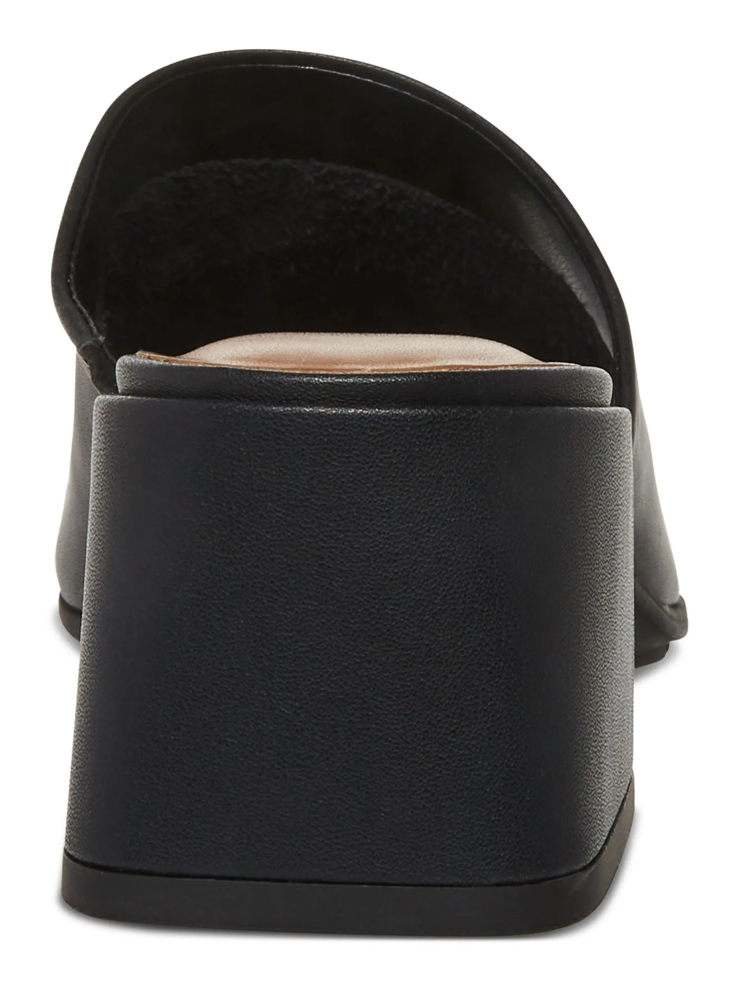AQUA COLLEGE Womens Black Goring Padded Marla Square Toe Block Heel Slip On Leather Mules M