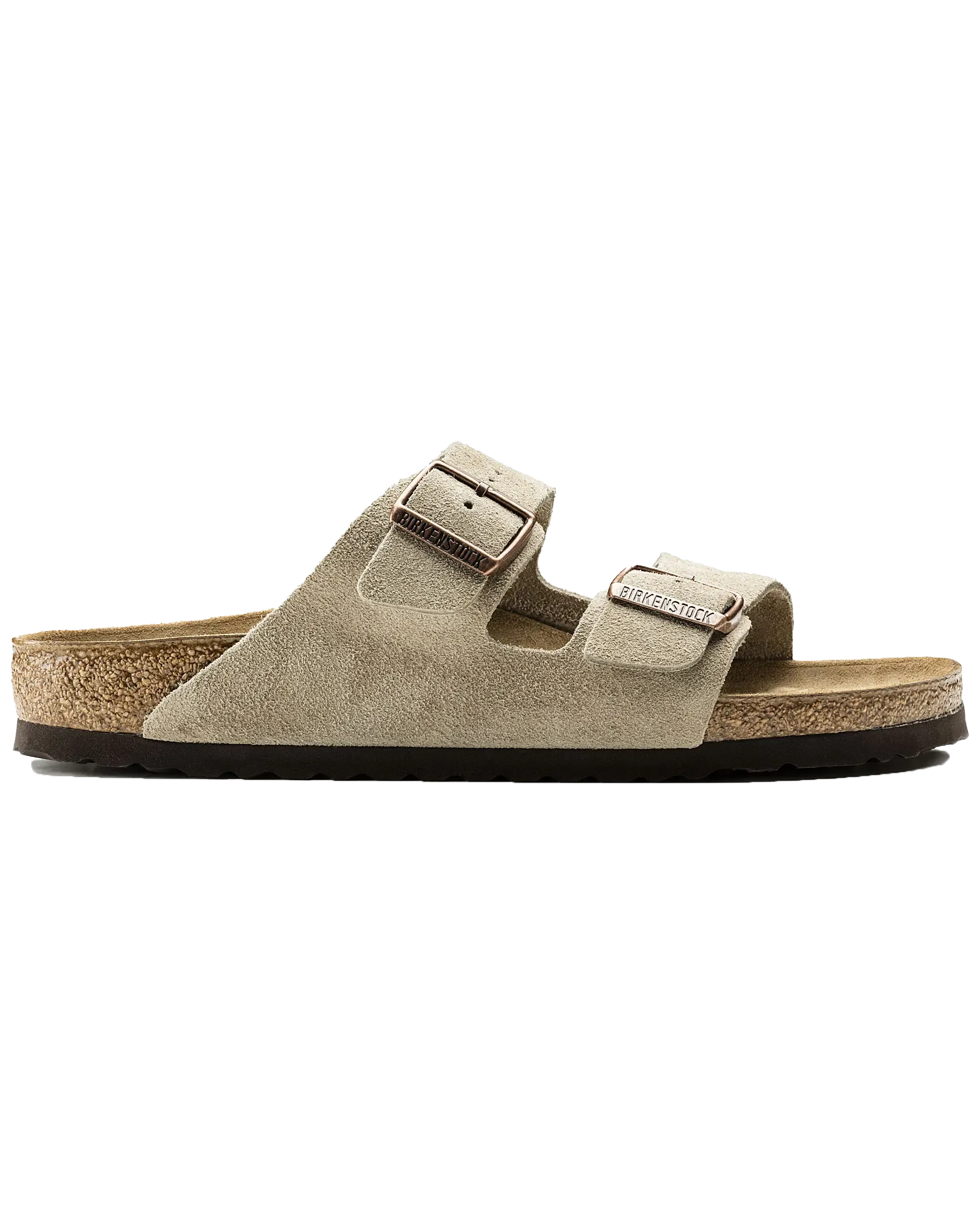 Arizona Suede Leather Sandals in Taupe