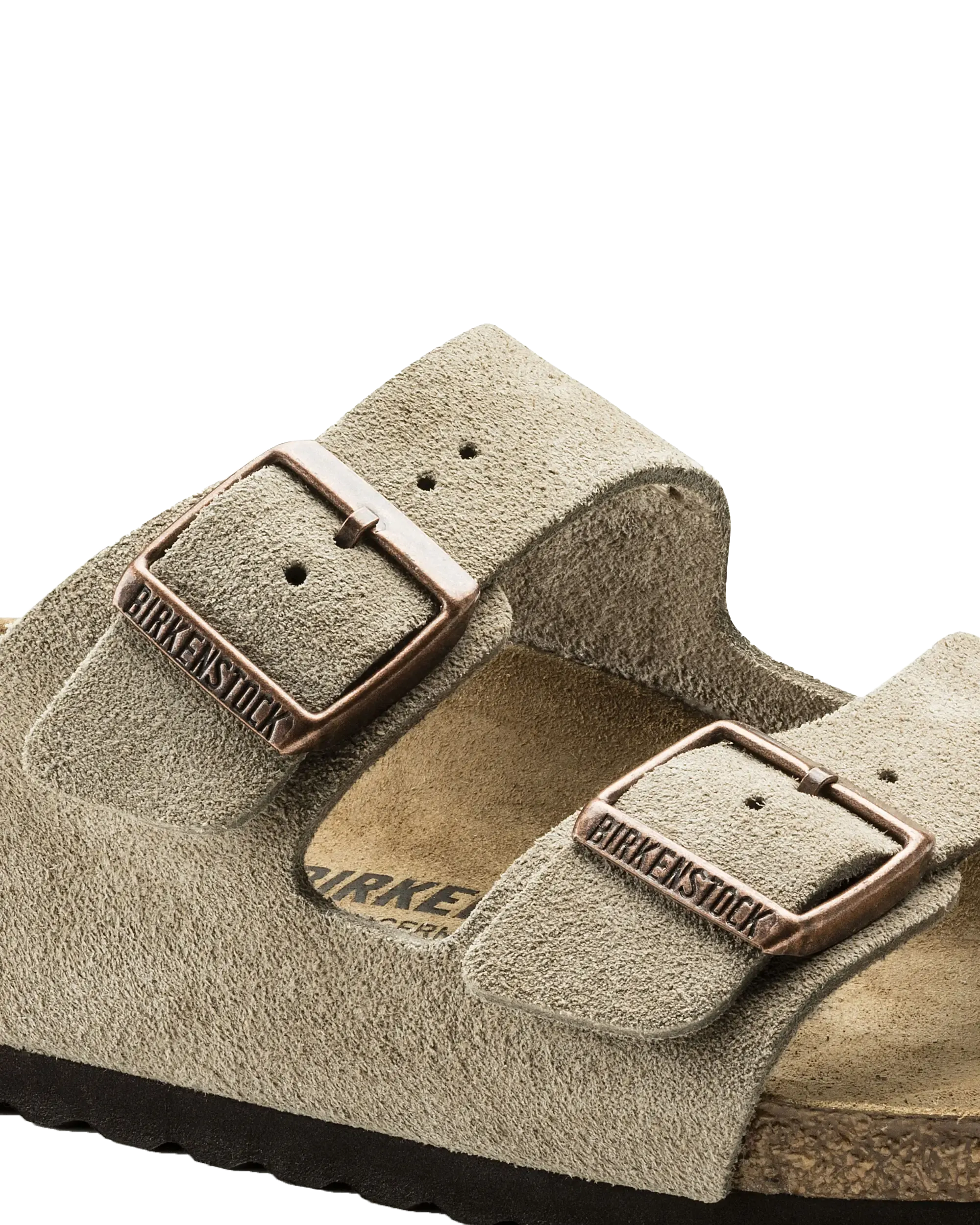 Arizona Suede Leather Sandals in Taupe