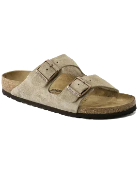 Arizona Suede Leather Sandals in Taupe