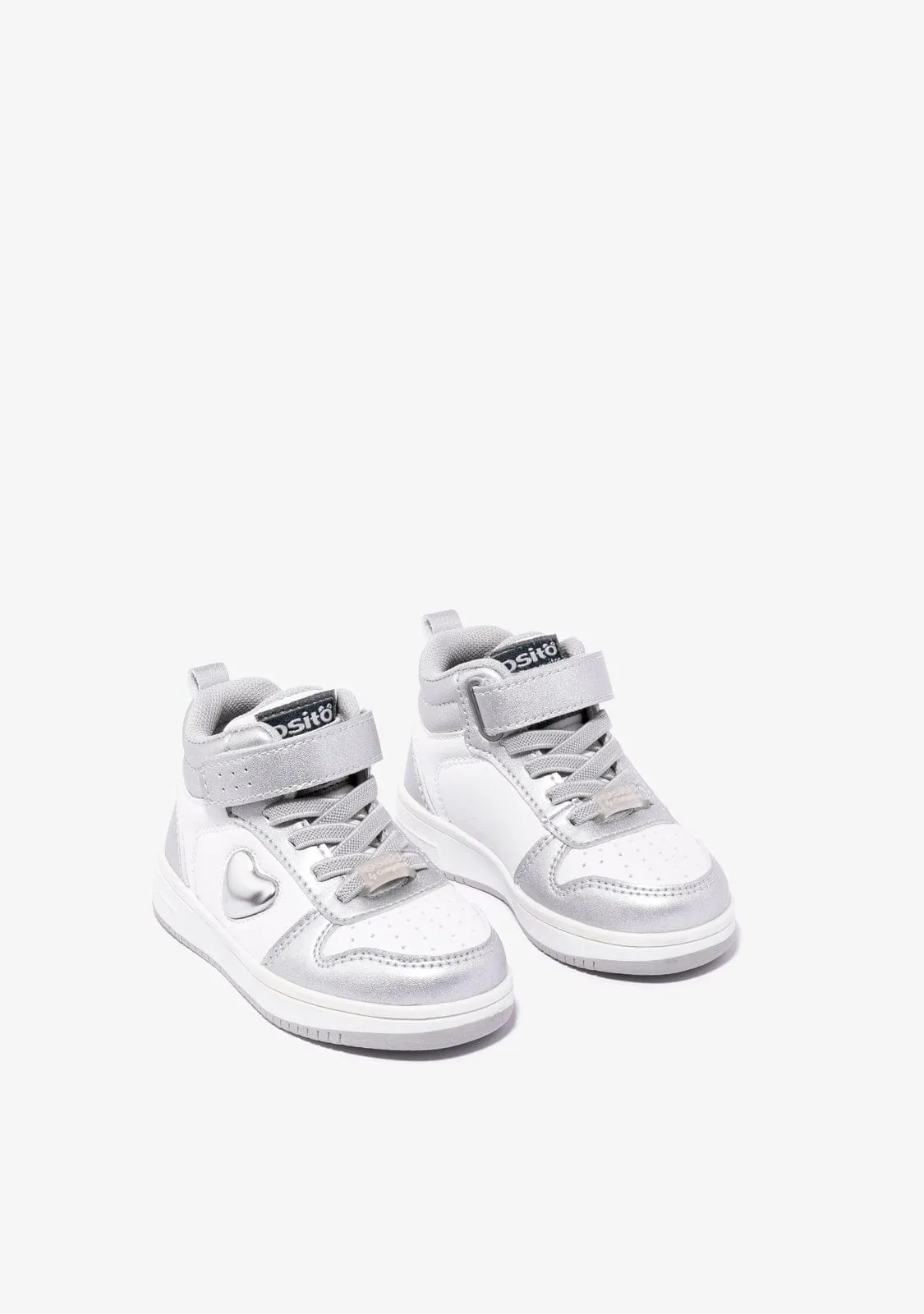 Baby's Silver / White With Lights Hi-Top Sneakers