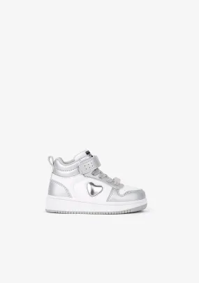 Baby's Silver / White With Lights Hi-Top Sneakers
