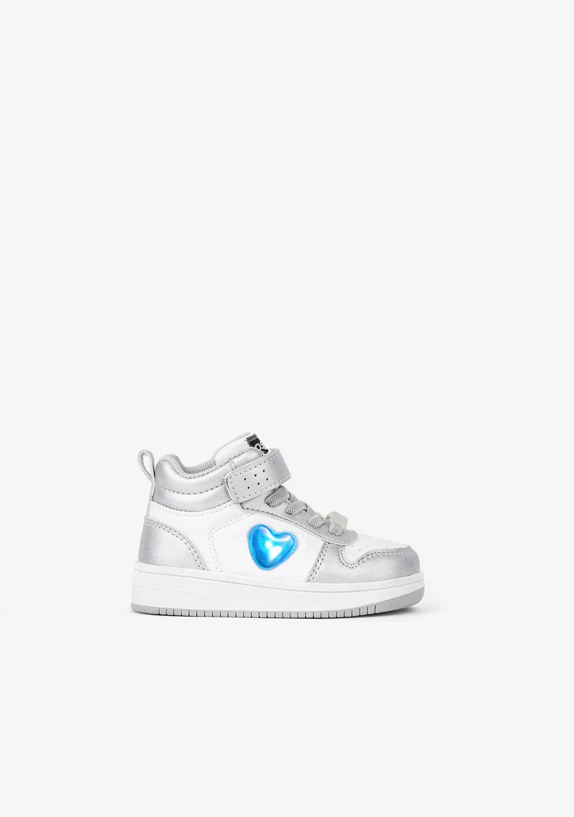 Baby's Silver / White With Lights Hi-Top Sneakers