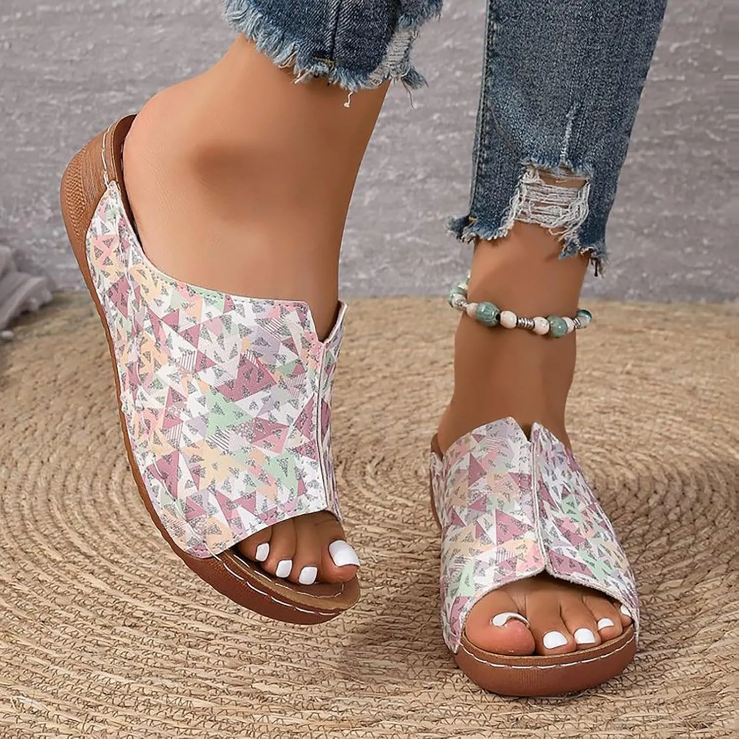 Beach Sandals for Woman Orthopedic Arch Support Comfort Walking Wedges Shoes Summer Breathable Fashion Casual Slides