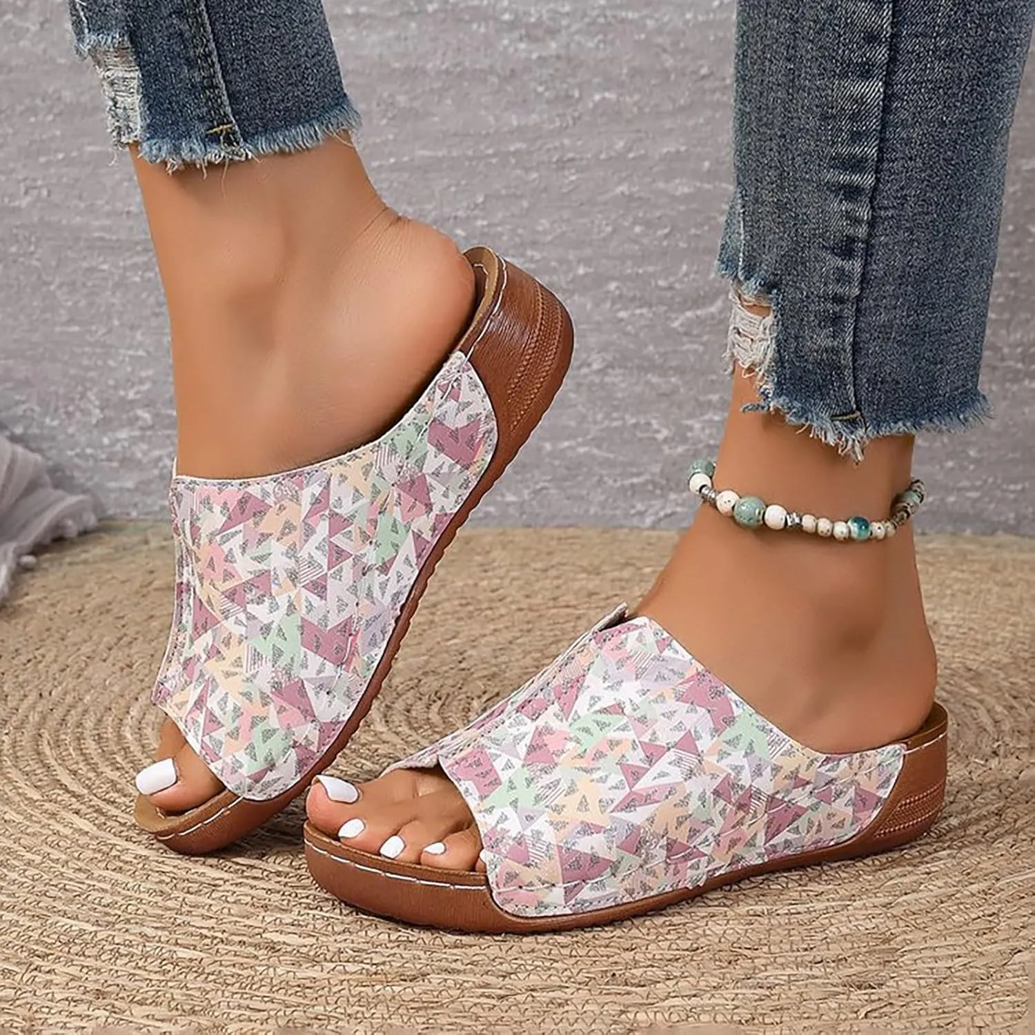 Beach Sandals for Woman Orthopedic Arch Support Comfort Walking Wedges Shoes Summer Breathable Fashion Casual Slides