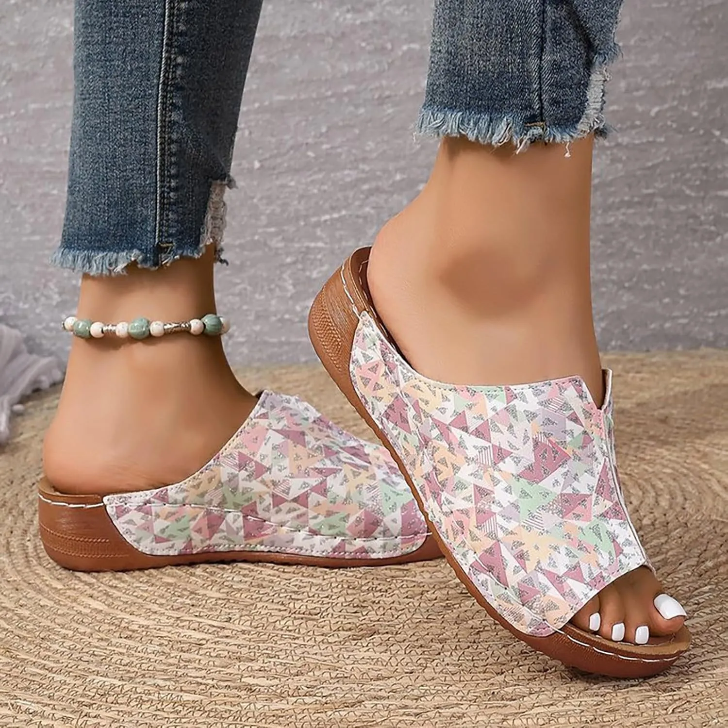 Beach Sandals for Woman Orthopedic Arch Support Comfort Walking Wedges Shoes Summer Breathable Fashion Casual Slides