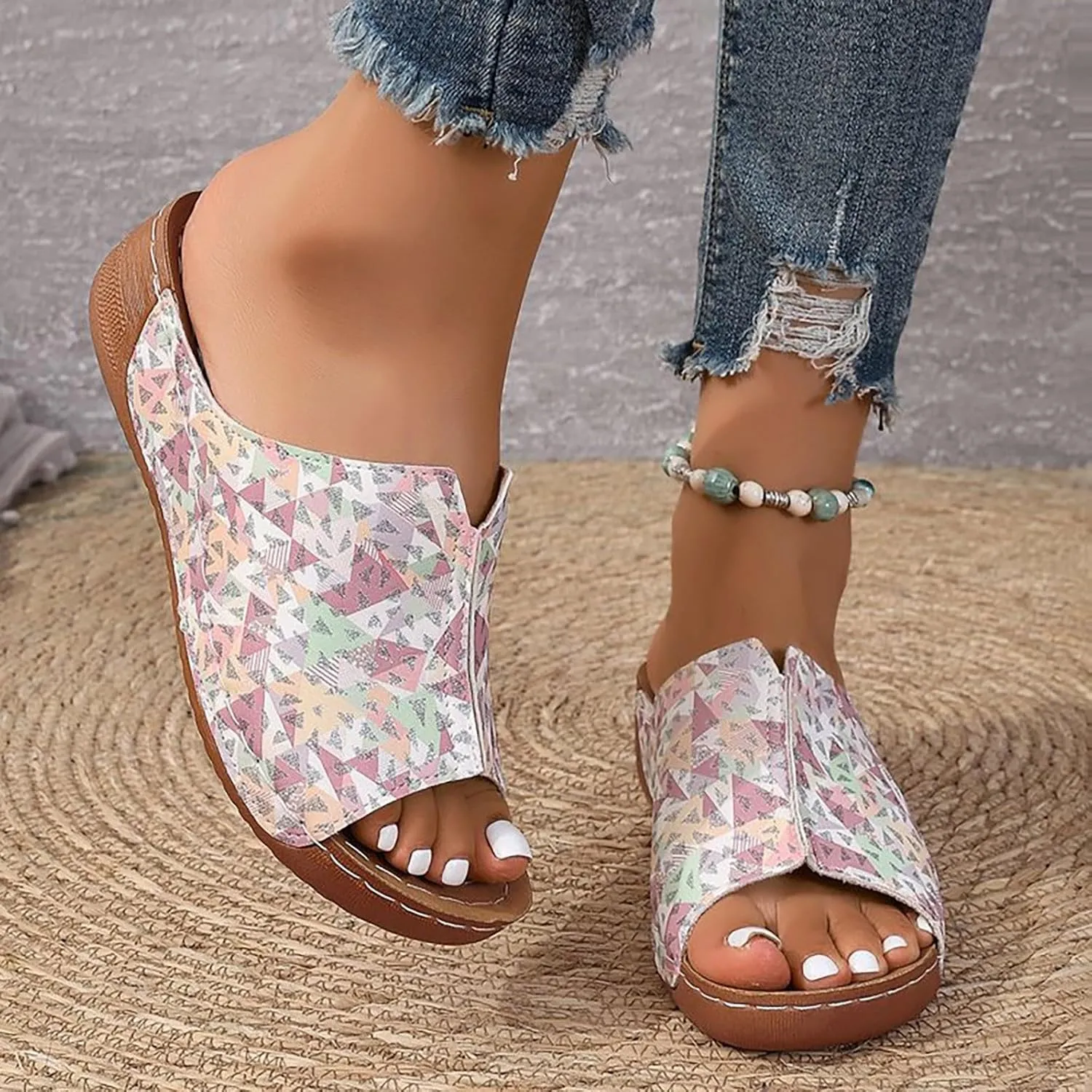 Beach Sandals for Woman Orthopedic Arch Support Comfort Walking Wedges Shoes Summer Breathable Fashion Casual Slides
