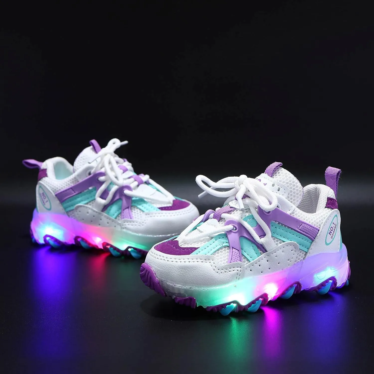 Boys Girls LED Light Up Shoes Kids Luminous Light Mesh Breathable Sport Shoes Toddler Flashing Tied Little Baby Shoe