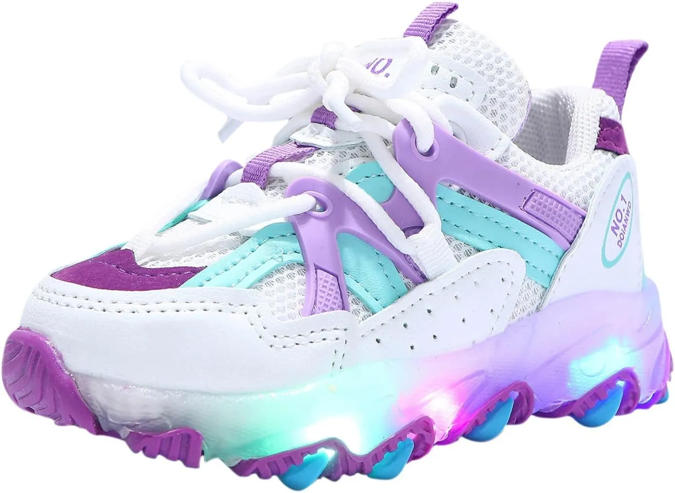Boys Girls LED Light Up Shoes Kids Luminous Light Mesh Breathable Sport Shoes Toddler Flashing Tied Little Baby Shoe