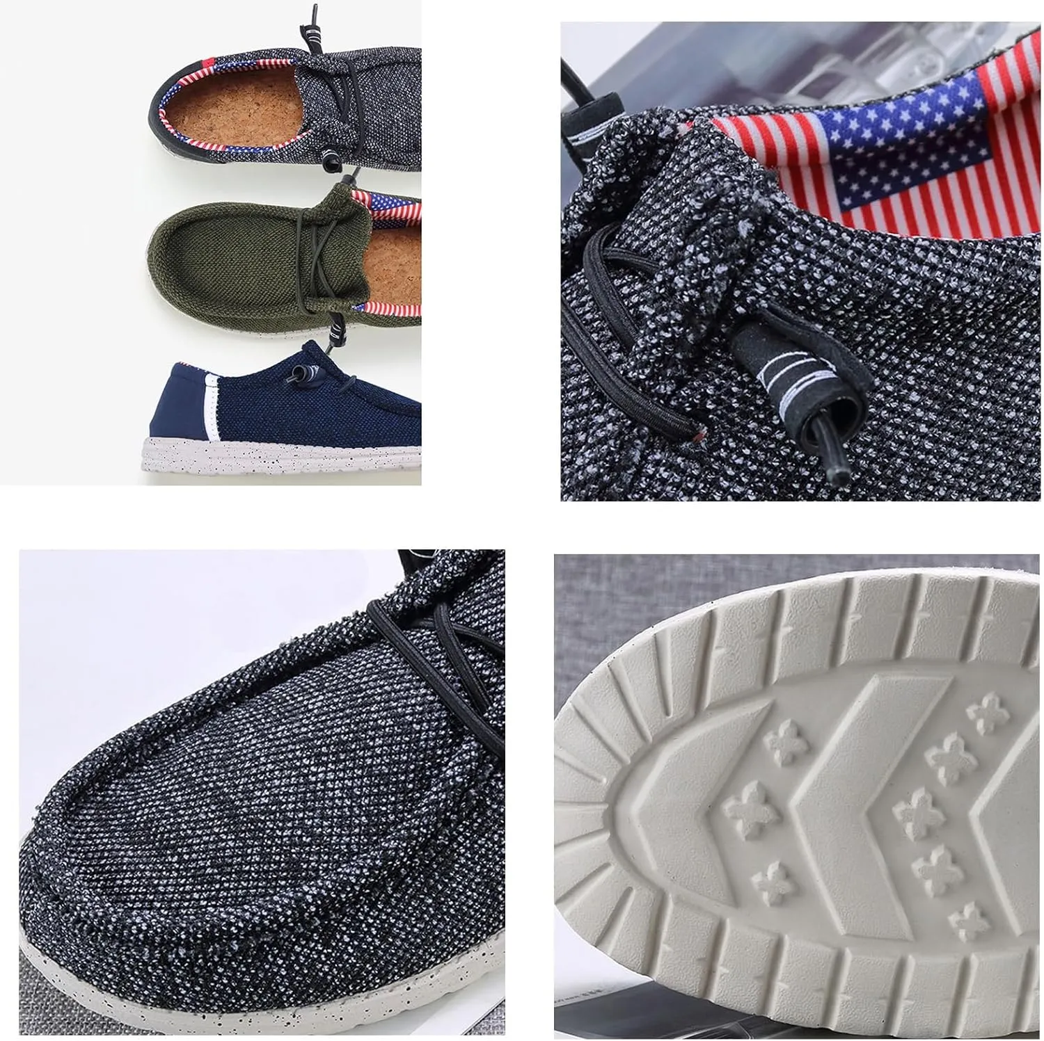 Canvas Boat Shoes Men,Classic Lightweight Breathable Men's Loafers & Slip-ons,Casual Comfortable Deck Shoes Mens,Non-Slip Rubber Soles,for All Day