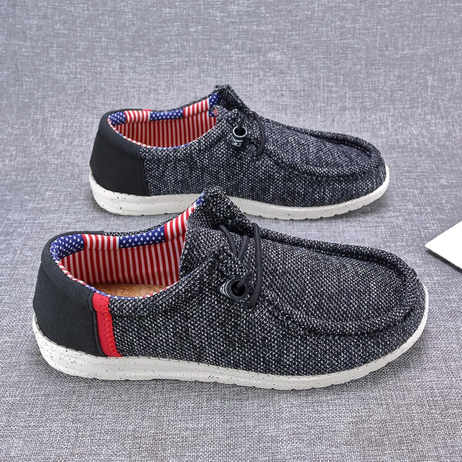 Canvas Boat Shoes Men,Classic Lightweight Breathable Men's Loafers & Slip-ons,Casual Comfortable Deck Shoes Mens,Non-Slip Rubber Soles,for All Day