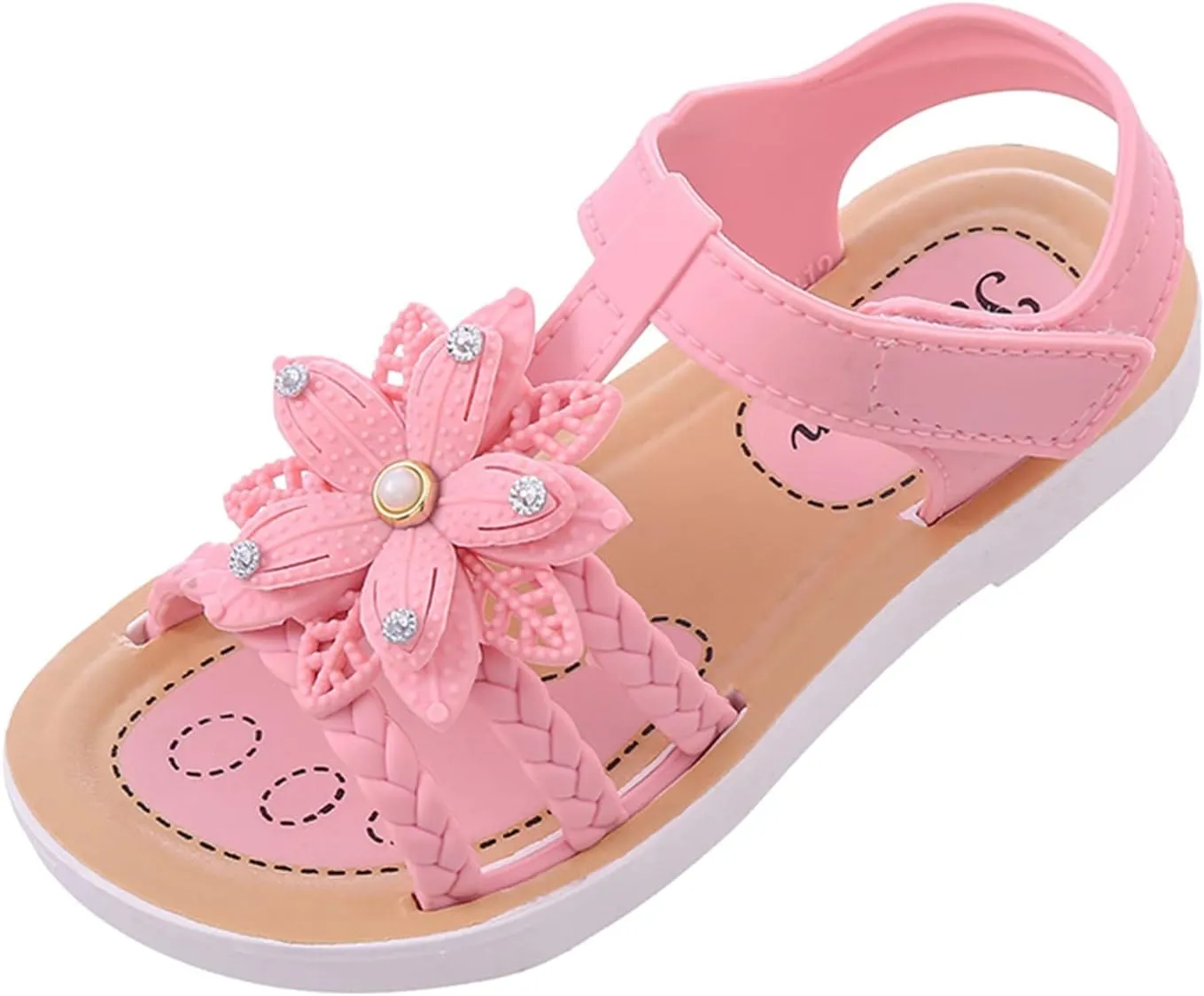 Children Sandals Soft Flat Shoes Fashion Comfortable Bow Soft Bottom Lightweight Baby Princess Sandals Cute Shoes (Pink, 13.5 Little Child)