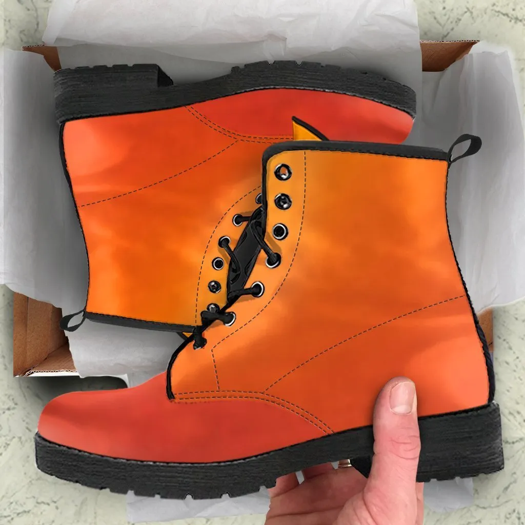 Combat Boots - Orange Ombre | Boho Shoes, Handmade Lace Up Boots, Vegan Leather Lace Up Boots Women, 90s Boots, 2000s Boots, Hipster Boots