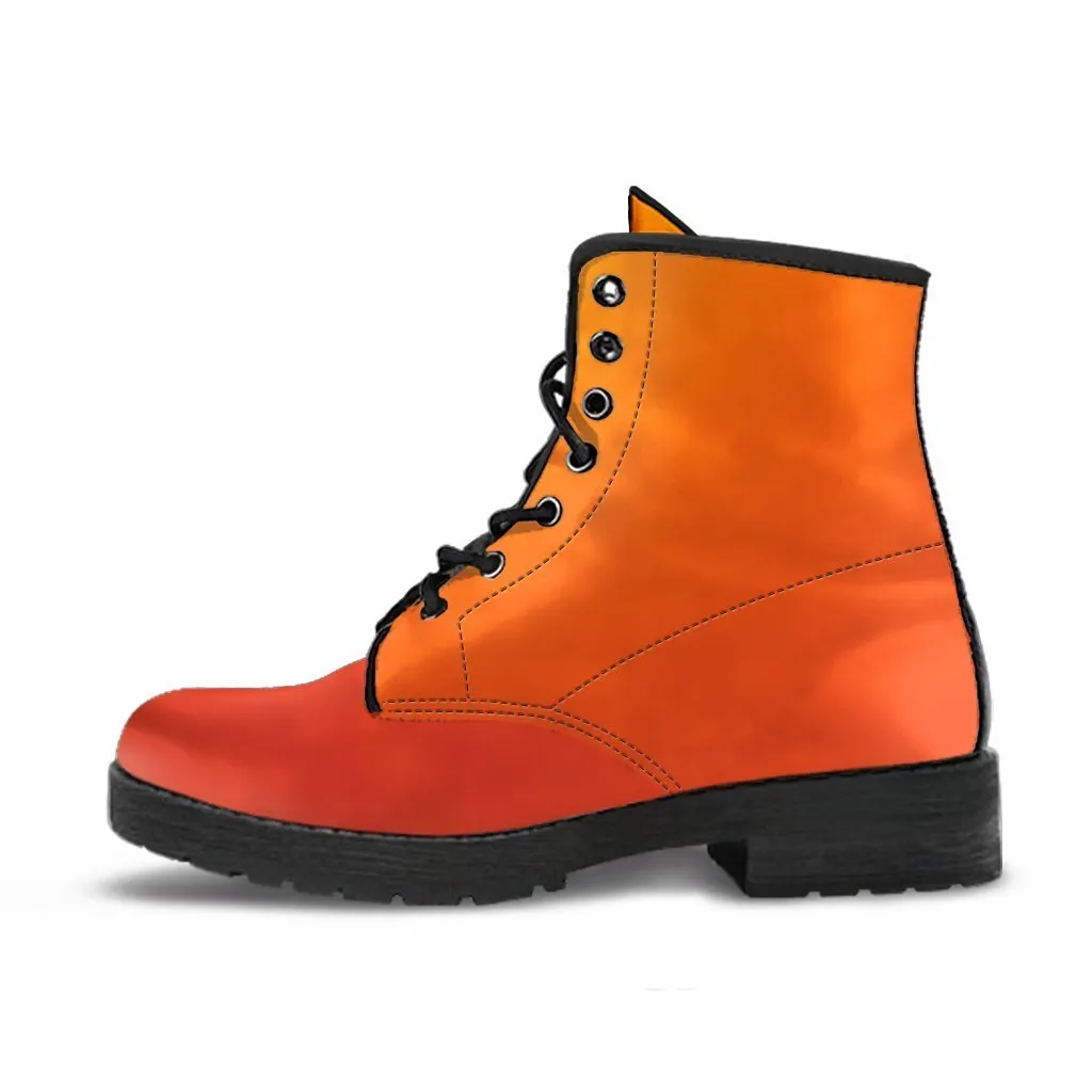 Combat Boots - Orange Ombre | Boho Shoes, Handmade Lace Up Boots, Vegan Leather Lace Up Boots Women, 90s Boots, 2000s Boots, Hipster Boots
