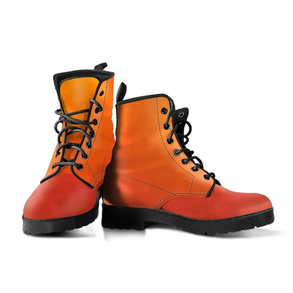 Combat Boots - Orange Ombre | Boho Shoes, Handmade Lace Up Boots, Vegan Leather Lace Up Boots Women, 90s Boots, 2000s Boots, Hipster Boots