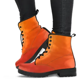 Combat Boots - Orange Ombre | Boho Shoes, Handmade Lace Up Boots, Vegan Leather Lace Up Boots Women, 90s Boots, 2000s Boots, Hipster Boots
