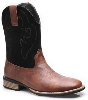 Cowboy Boots for Men Western Boot Durable Classic Embroidered Slip Resistant Square Toe Chunky Heel Ankle Boots Fashionable Retro Short Boots