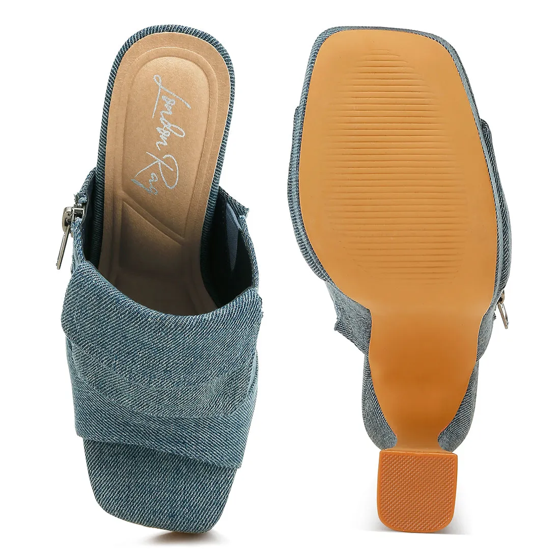 Denim Pouch Detail Sandals