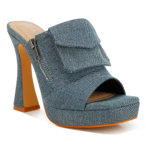 Denim Pouch Detail Sandals