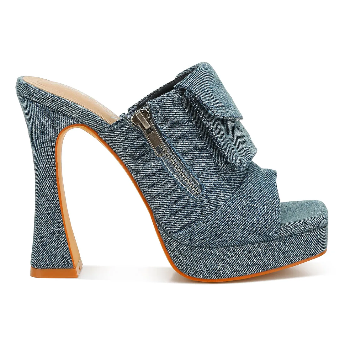 Denim Pouch Detail Sandals