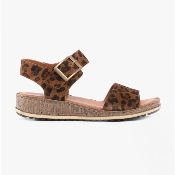 ELLIE Ladies Suede Sandals Leopard