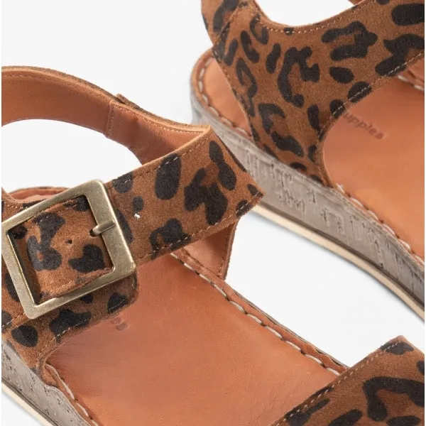 ELLIE Ladies Suede Sandals Leopard
