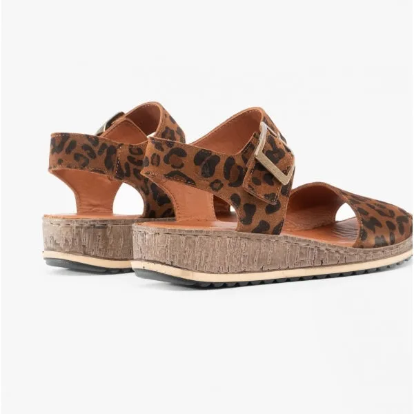 ELLIE Ladies Suede Sandals Leopard
