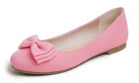 Feversole Women's Round Toe Cute Bow Trim Ballet Flats