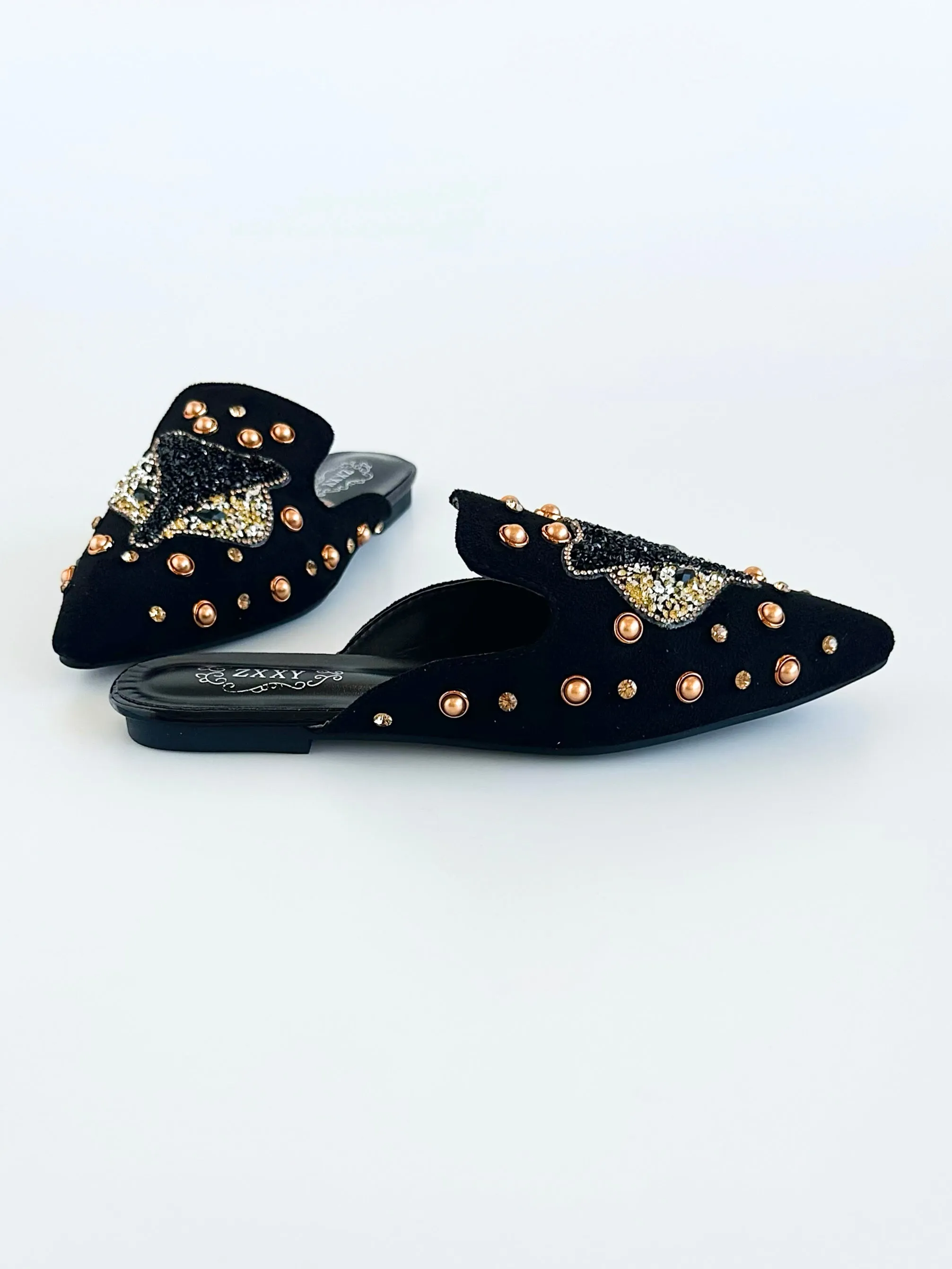 Fierce Glam Embellished Mules