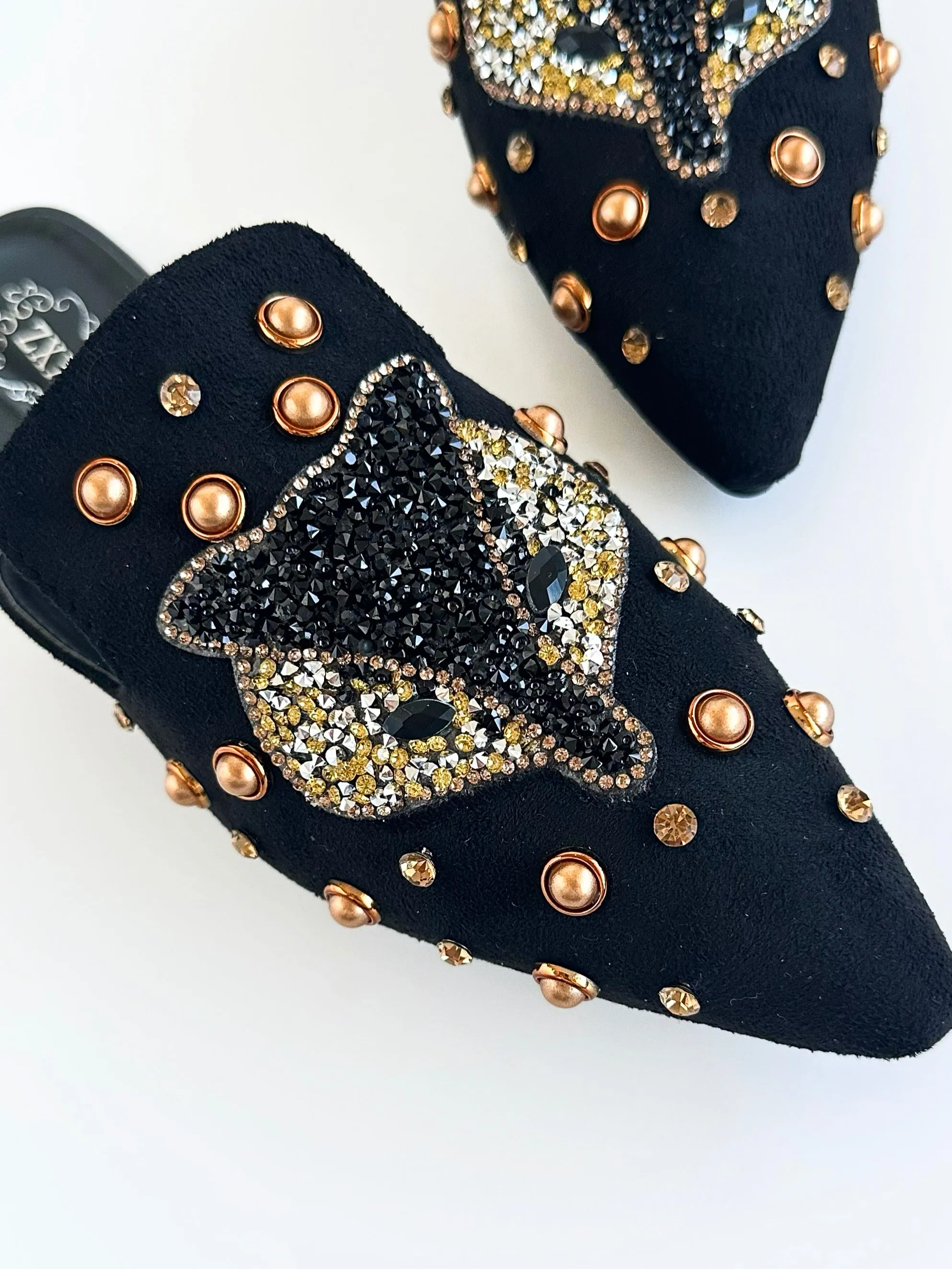 Fierce Glam Embellished Mules