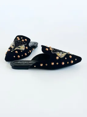 Fierce Glam Embellished Mules