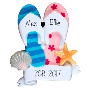 Flip Flops Couple~Personalized Christmas Ornament