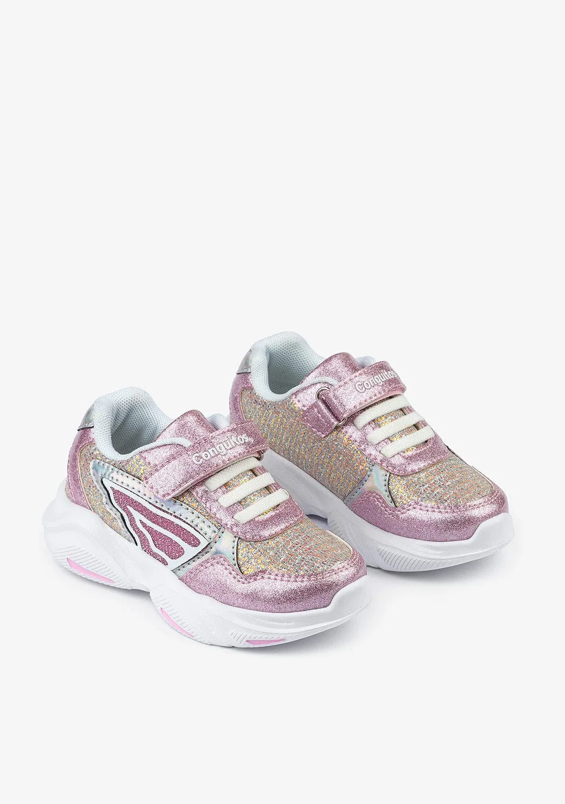Girl's Pink With Lights Sneakers Glitter