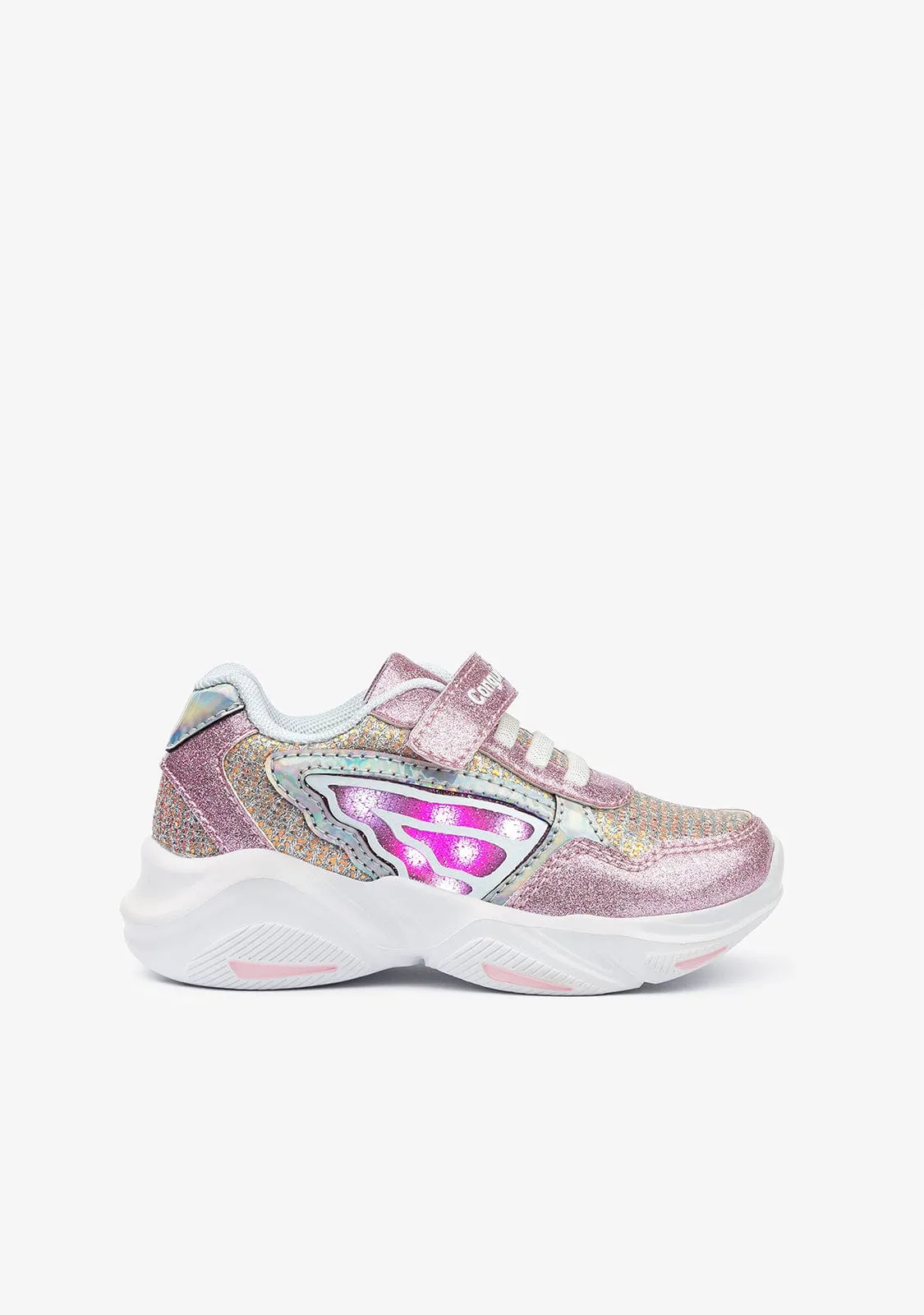 Girl's Pink With Lights Sneakers Glitter