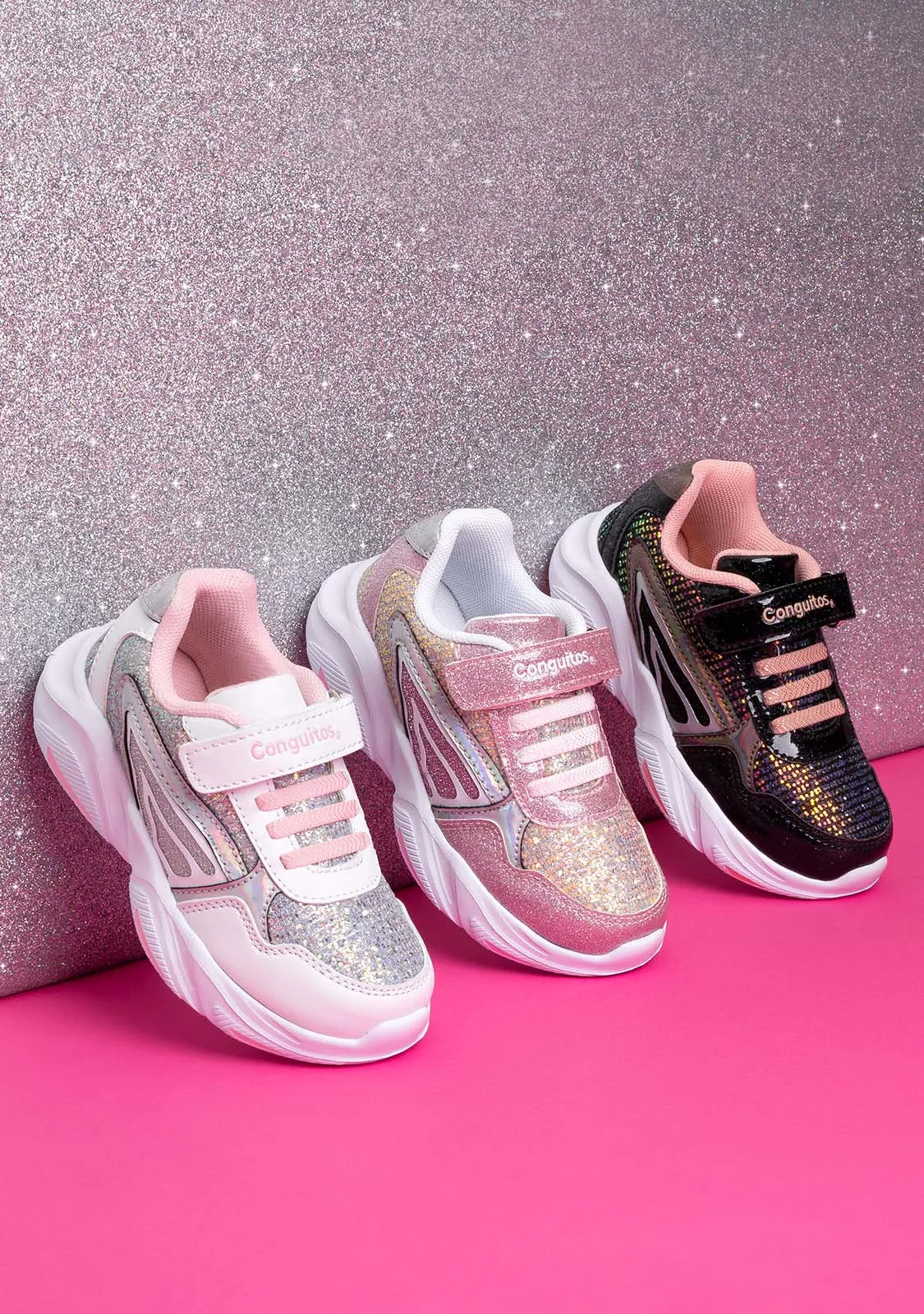 Girl's Pink With Lights Sneakers Glitter