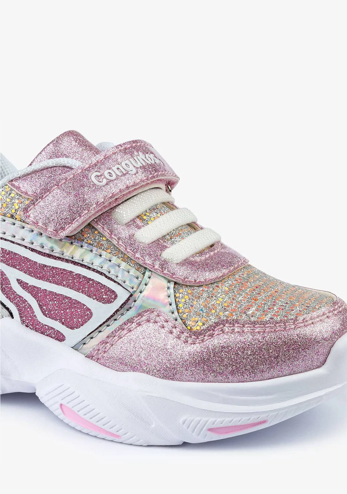 Girl's Pink With Lights Sneakers Glitter