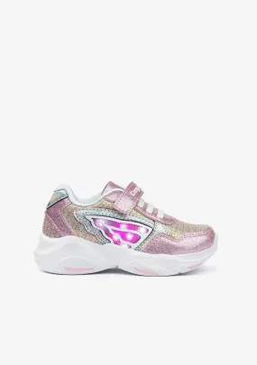 Girl's Pink With Lights Sneakers Glitter