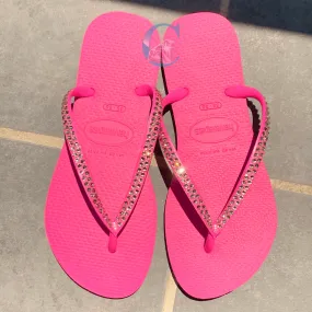 Hot Pink Thin Strap Havaiana/Vintage Rose - 2 Rows *