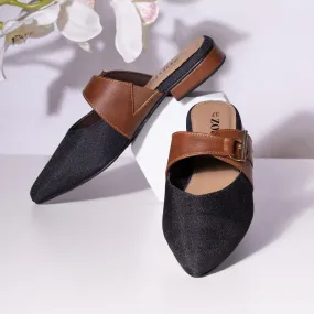 Jet Black Office Pointed Mule