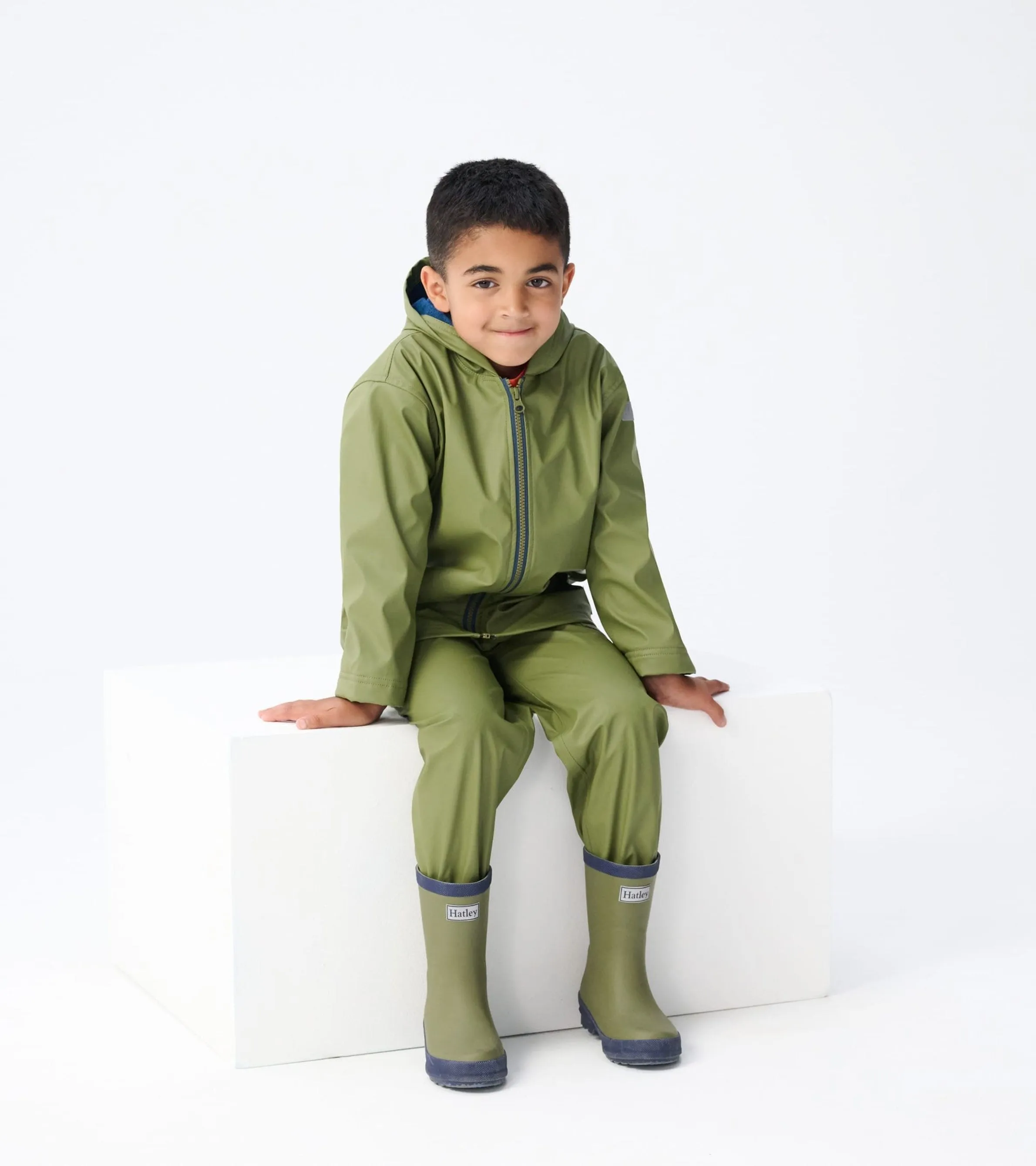 Kids Forest Green Matte Rain Boots