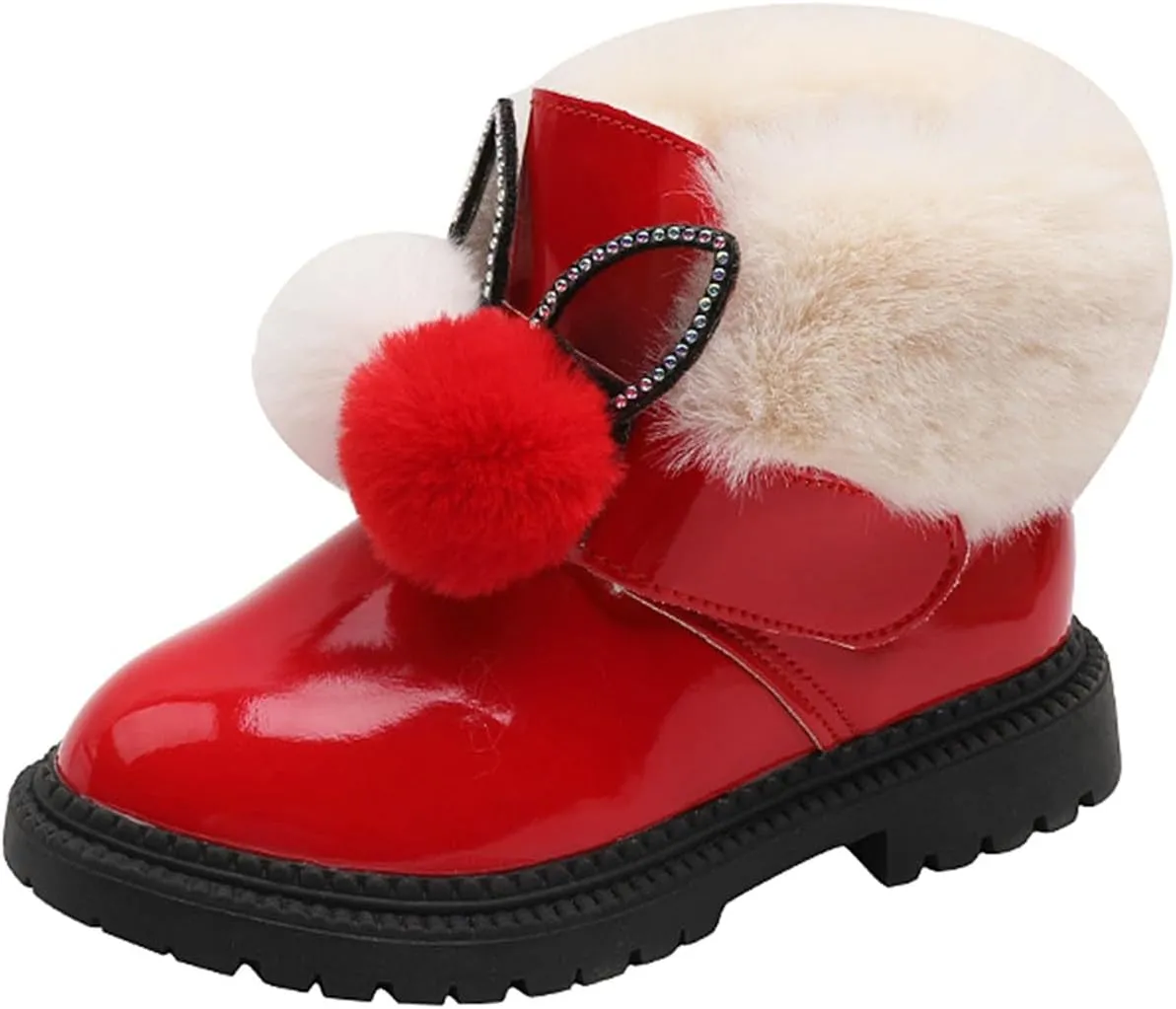 Kids Winter Boots Snow Boots for Girls Warm Cozy Fuzzy Non-Slip Comfy Cute Durable Outdoor Princess Faux Fur Lined Boots
