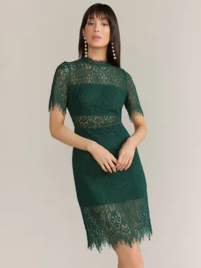 Lena Short Sleeve Scallop Hem Lace Mini Dress - Brands We Love