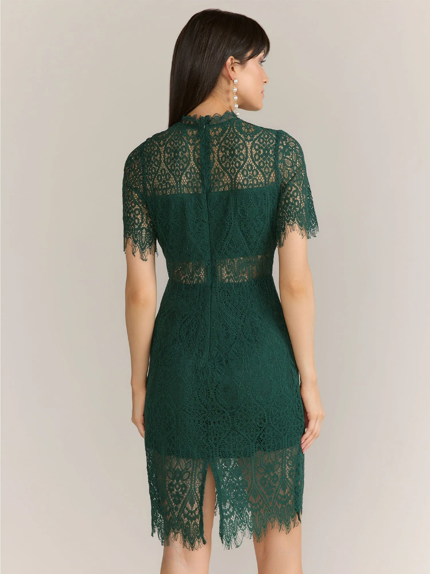 Lena Short Sleeve Scallop Hem Lace Mini Dress - Brands We Love