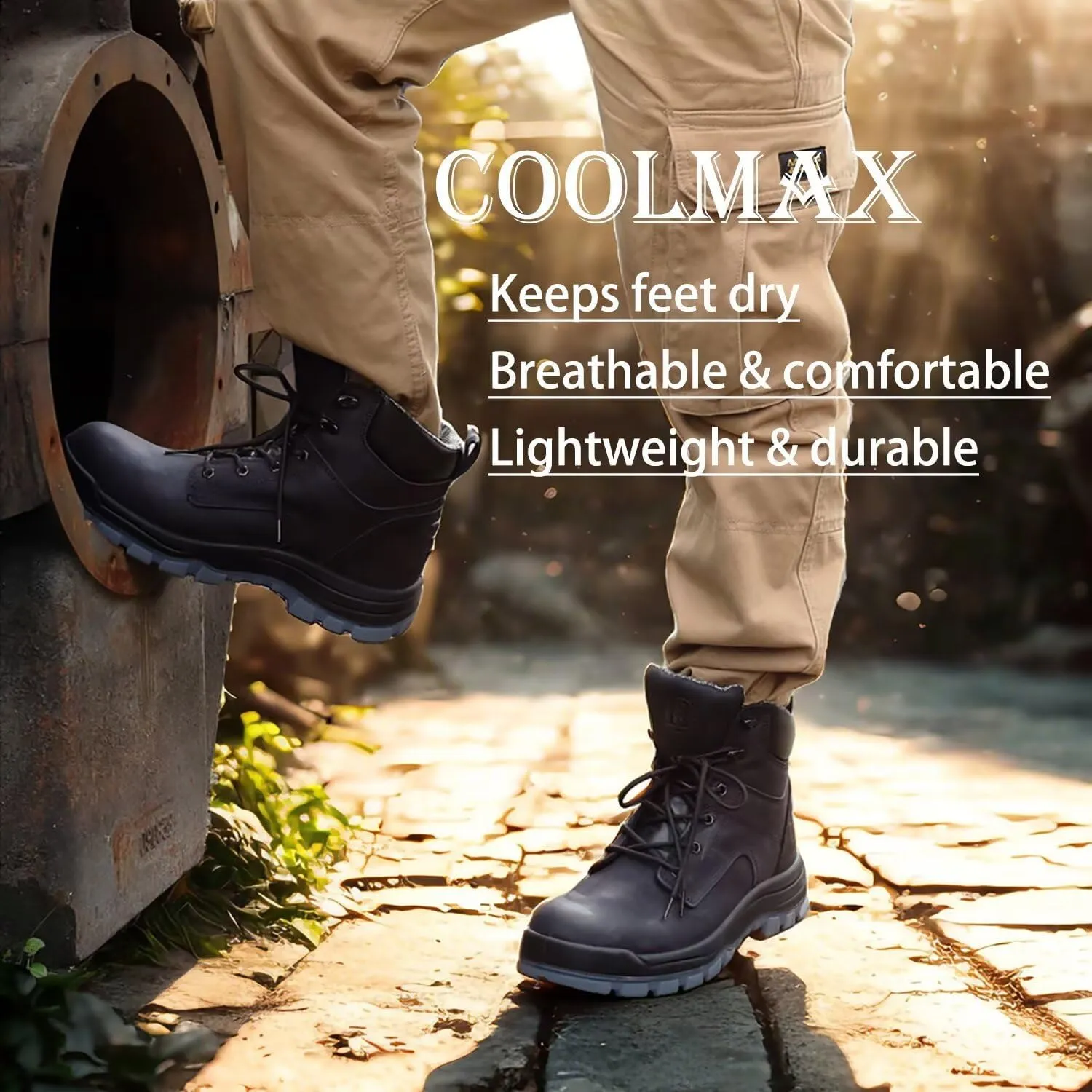 Mens 6" Soft Toe & Composite Toe Work Boots, Brown & Black, Slip Resistant, Water Resistant, Anti-Puncture, Lightweight & Durable Boots for Construction