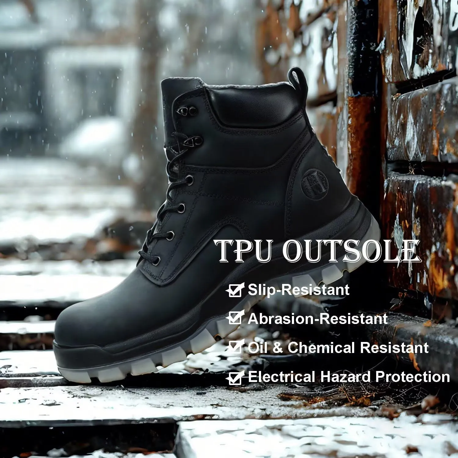 Mens 6" Soft Toe & Composite Toe Work Boots, Brown & Black, Slip Resistant, Water Resistant, Anti-Puncture, Lightweight & Durable Boots for Construction