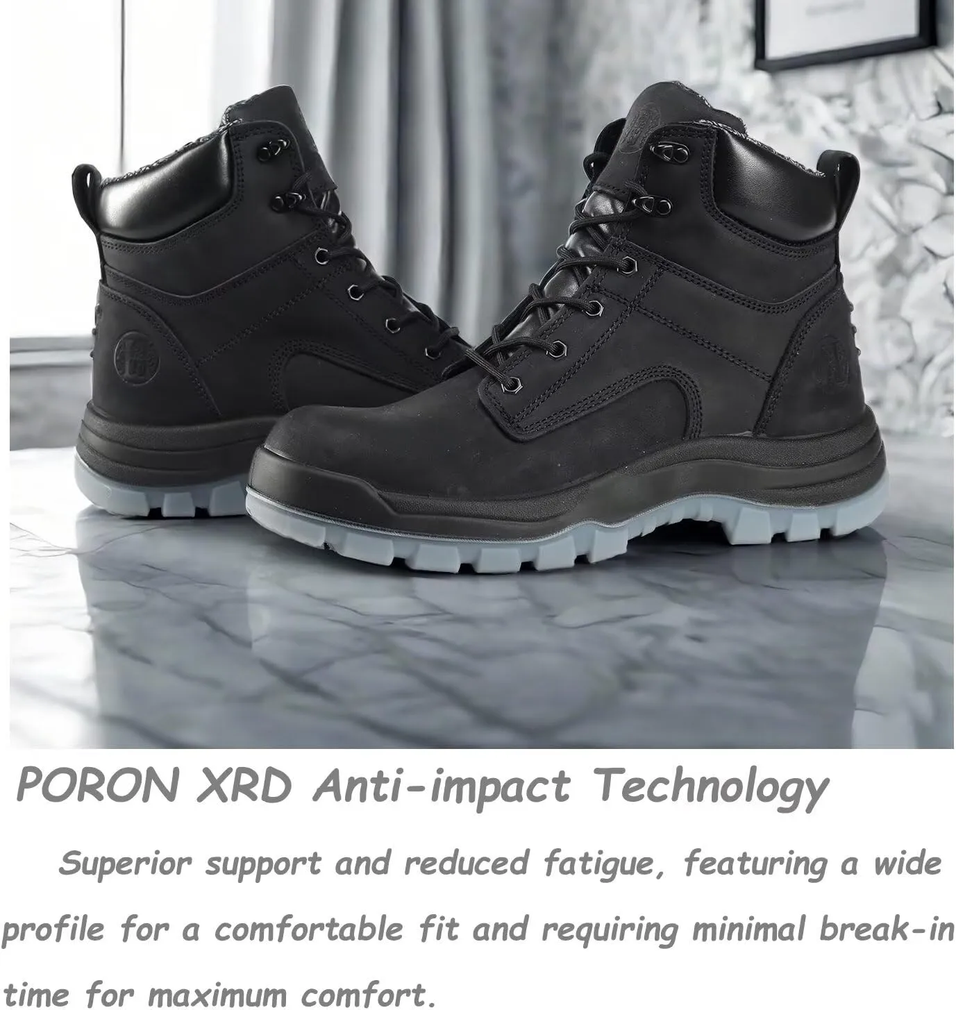 Mens 6" Soft Toe & Composite Toe Work Boots, Brown & Black, Slip Resistant, Water Resistant, Anti-Puncture, Lightweight & Durable Boots for Construction