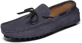 Mens Loafers Shoe Round Toe Nubuck Leather Driving Loafers Lightweight Flexible Resistant Classic Slip On